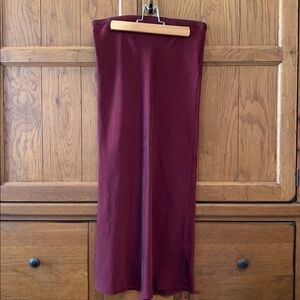 Anine Bing Burgundy Bar Silk-Satin Midi Skirt Size Medium